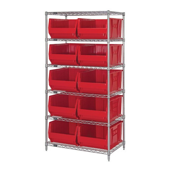 AL-69199 | 6 SHELF SYS COMPLETE W/ BINS (24"D x 36"W x 74"H) - 10 BINS
