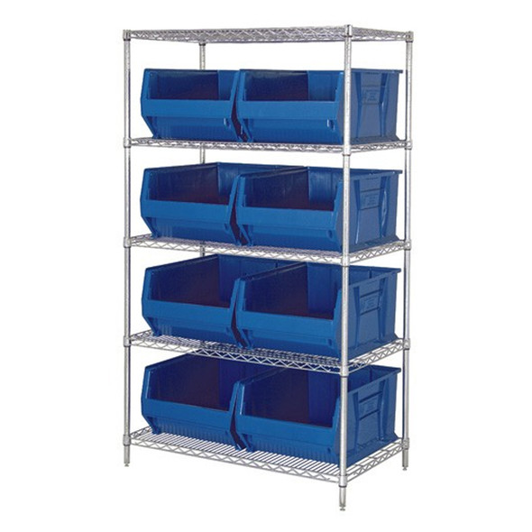 AL-69200 | 5 SHELF SYS COMPLETE W/ BINS (24"D x 42"W x 74"H) - 8 BINS
