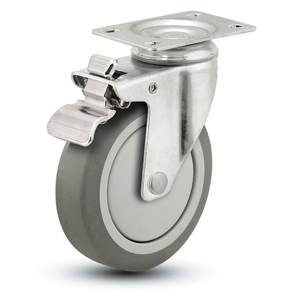 AL-71992 | 5" TOTAL LOCK TOP PLATE CASTER THERMOPLASTIC RUBBER,PRECISION
