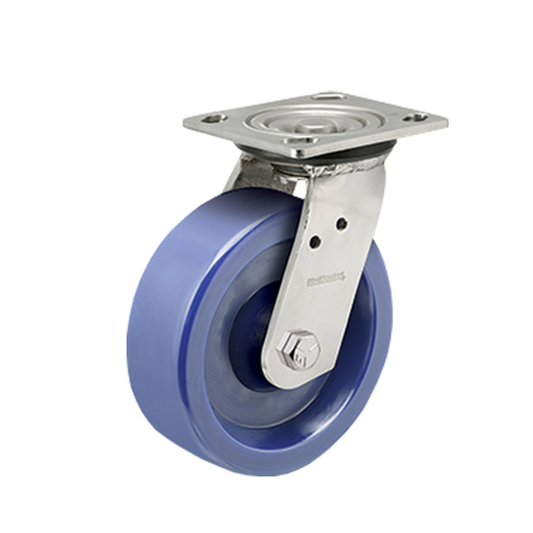 AL-86780 | 5" STAINLESS SWIVEL CASTER POLY, DELRIN, 4" X 4-1/2"PLATE