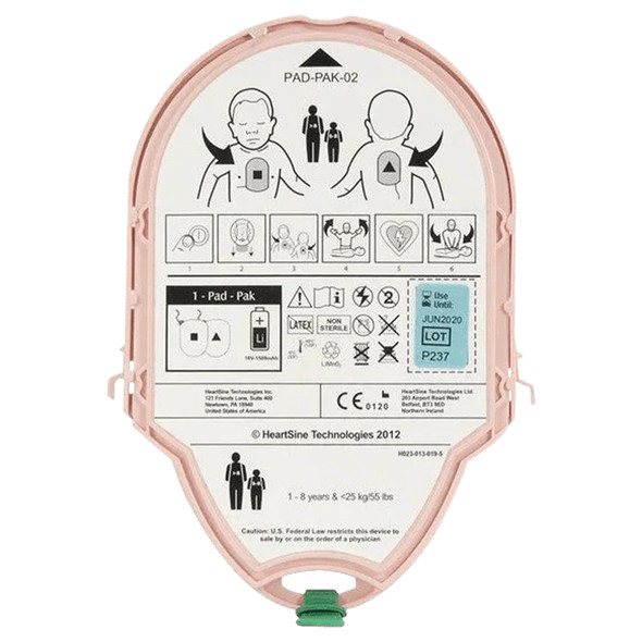 AL-87784 | US PEDIATRIC-PAK FOR HEARTSINE AED'S PAD & BATTERY IN 1 CRTRD