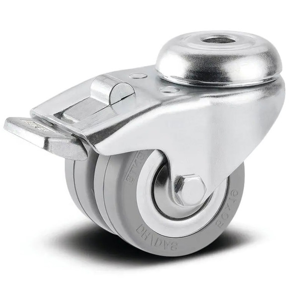 AL-57589HD | 2" SWIVEL CASTER WITH BRAKE HOLLOW KINGPIN, RUBBER, CONE B