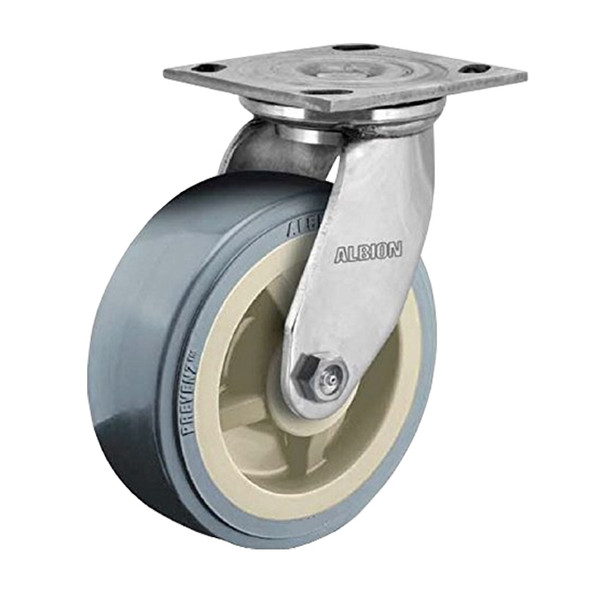 AL-70887 | 5" ANTIMICROBIAL SWIVEL CASTER 4" X 4-1/2" TOP PLATE, DELRIN