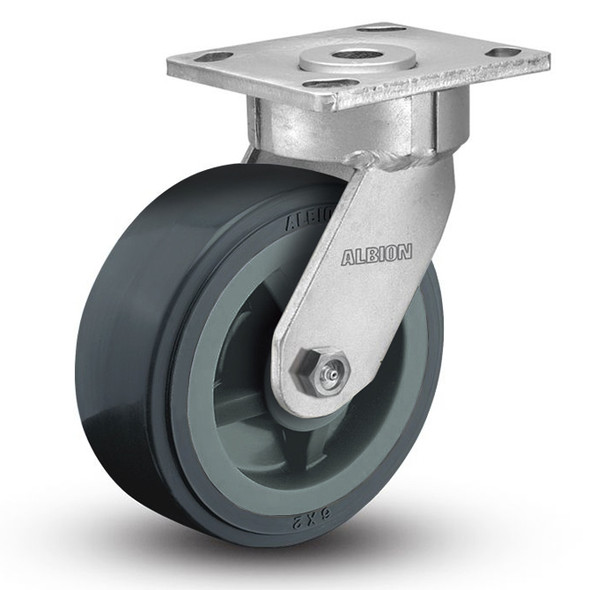 AL-87478 | 8" SWIVEL CASTER, POLYURETHANE PRECISION, 4" X 4-1/2" PLATE