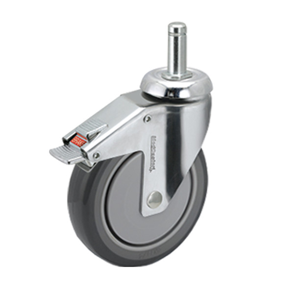 AL-86857 | 6" CHROME TOTAL LOCK CASTER POLY, PRECISION, GRIP RING
