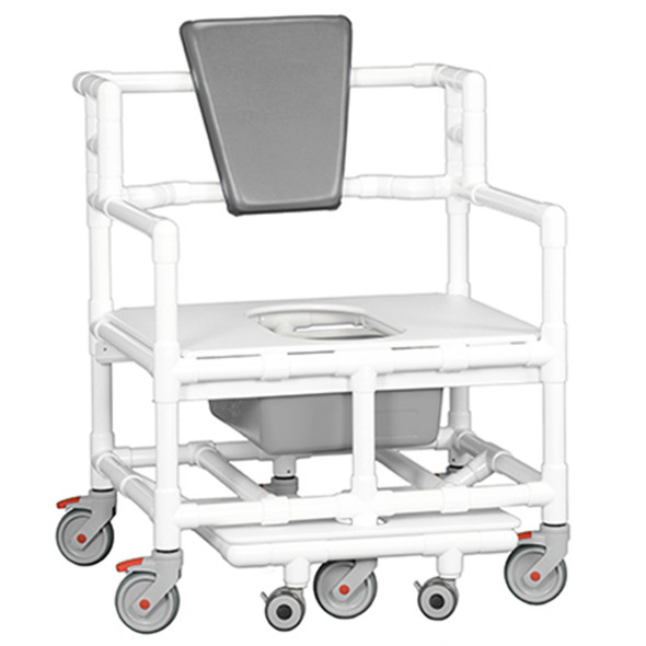 AL-56581HD | BARIATRIC SHOWER CHAIR W/ PAIL FOOTRESTS & CASTERS 900LB CAP