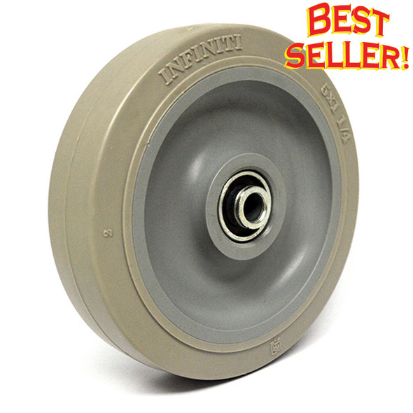 AL-57423 | 5" THERMOPLASTIC RUBBER WHEEL FLAT TREAD, BALL BEARING