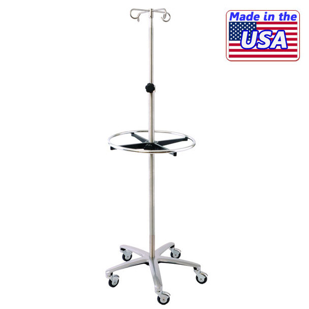 AL-77052 | STAINLESS STEEL I.V. POLE W/ 18" PATIENT SUPPORT RING