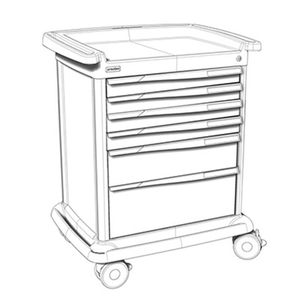 AL-83890 | 6 DRAWERS MED SUPPLY CART 5" TWN SWIVEL CASTERS 2 W/BRAK