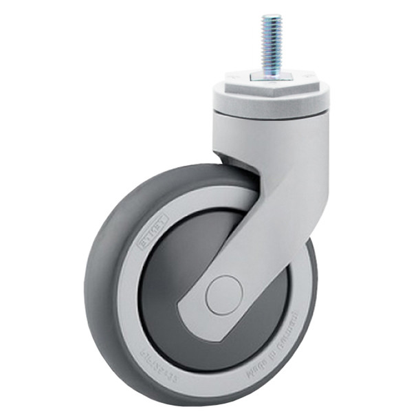AL-49314S | 5" CART-WASHABLE SWIVEL CASTER TPR, PRECISION, THREADED STEM