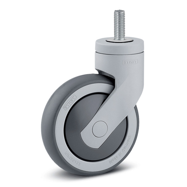 AL-49314S | 5" CART-WASHABLE SWIVEL CASTER TPR, PRECISION, THREADED STEM