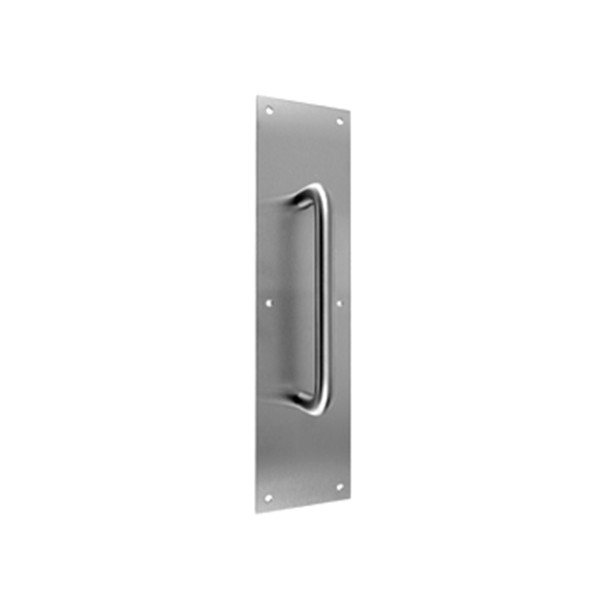 AL-60693 | 4" X 16" PULL PLATE W/ ROUND PULL - POLISHED BRASS