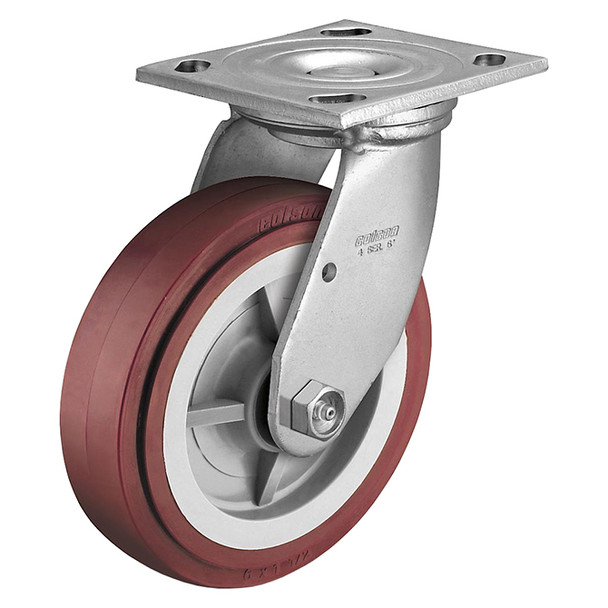 AL-17208 | 6" SWIVEL CASTER, POLYURETHANE ROLLER, 4" X 4-1/2" PLATE