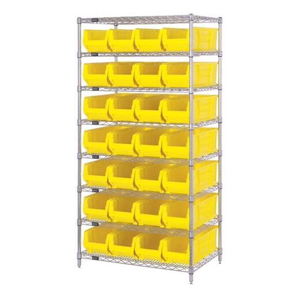 AL-69195 | 8 SHELF SYS COMPLETE W/ BINS (24"D x 36"W x 74"H) - 28 BINS