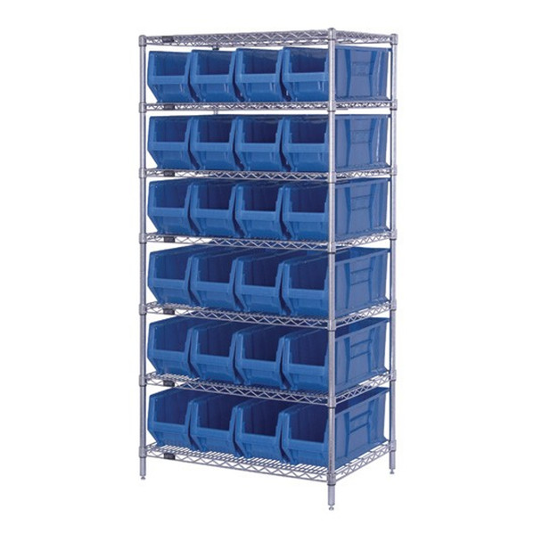 AL-69196 | 7 SHELF SYS COMPLETE W/ BINS (24"D x 36"W x 74"H) - 24 BINS