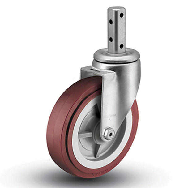 AL-17096-3 | 5" SWIVEL CASTER, POLYURETHANE ROLLER, 7/8" X 2-1/2" SQ STEM