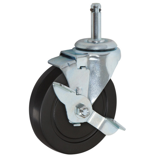 AL-41008-11-TLB | 5" SWIVEL CASTER WITH BRAKE SOFT RUBBER, GRIP RING STEM