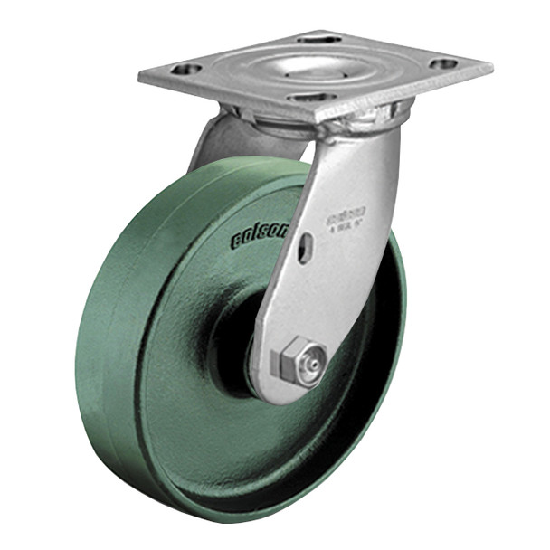 AL-4828-4 | 8" SWIVEL CASTER, CAST IRON 5" X 5-1/2" PLATE, ROLLER