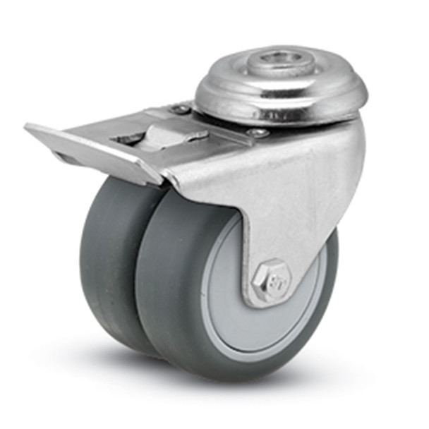 AL-87556 | 2"DUAL WHEEL TOTAL LOCK CASTER RUBBER, 1/2" HOLLOW KINGPIN