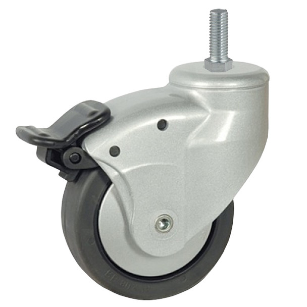 AL-71879-S5 | 3" SWIVEL CASTER WITH BRAKE TPR, 3/8"-16 X 1" THREADED