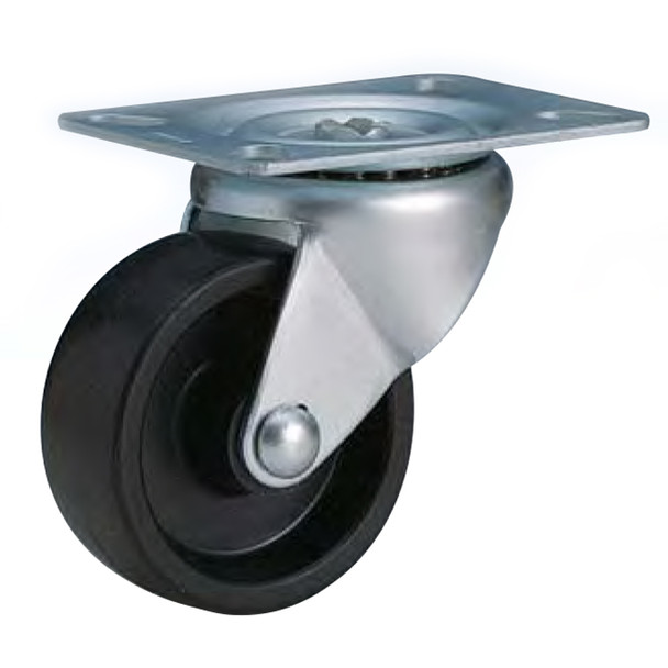 AL-41025 | 2-1/2" SWIVEL PLATE CASTER SOFT RUBBER, NYLON BEARING