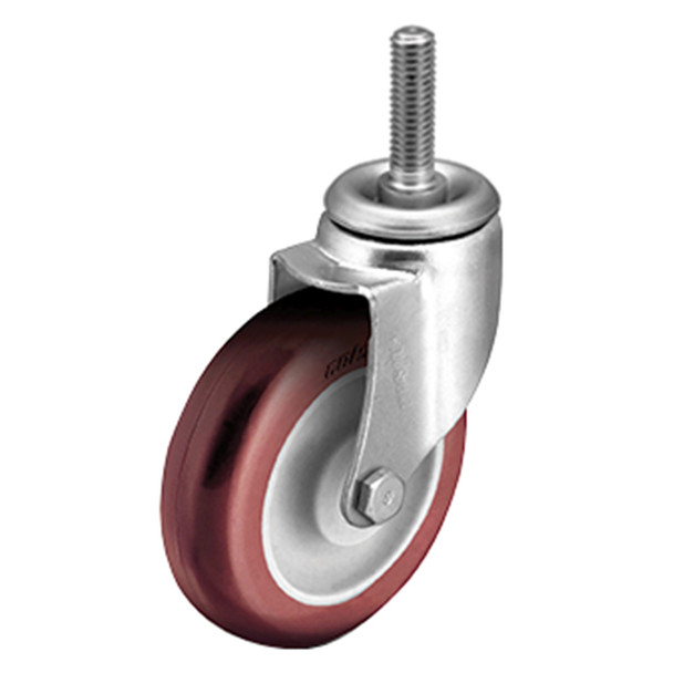 AL-15267-55 | 3" SWIVEL CASTER, POLYURETHANE THREADED STEM, DELRIN BEARING