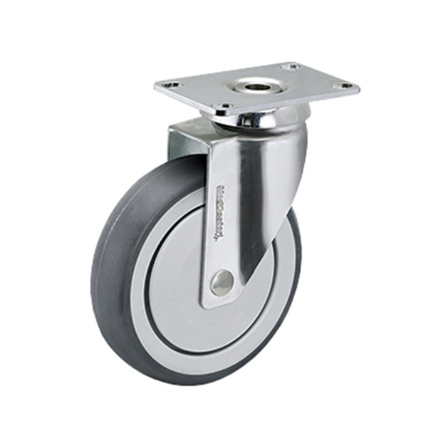 AL-86703 | 6" STAINLESS SWIVEL CASTER TPR, PRECISION, TOP PLATE