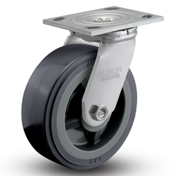 AL-87677 | 6" STAINLESS SWIVEL CASTER POLY, ROLLER, 4" X 4-1/2"PLATE