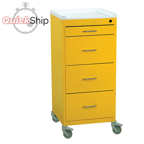AL-85845 | ISOLATION CART, 4 DRAWER W/KEY LOCK, QUICK SHIP IN YELLOW!