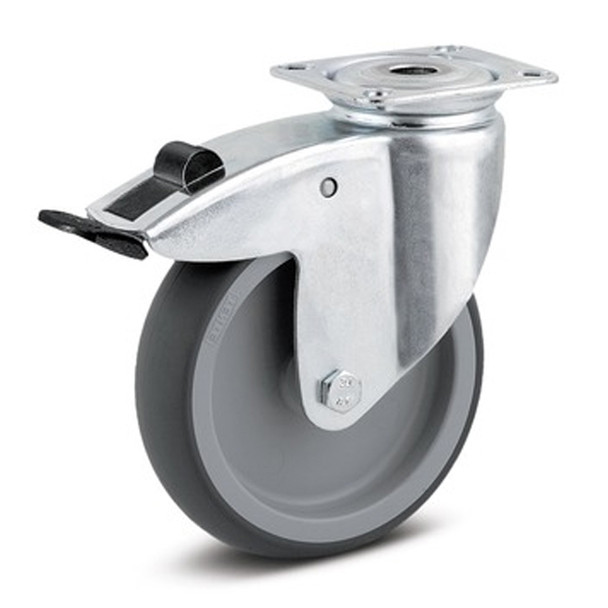 AL-57540 | 5" SWIVEL LOCK CASTER, TPR PLAIN, SPECIFY TOP PLATE
