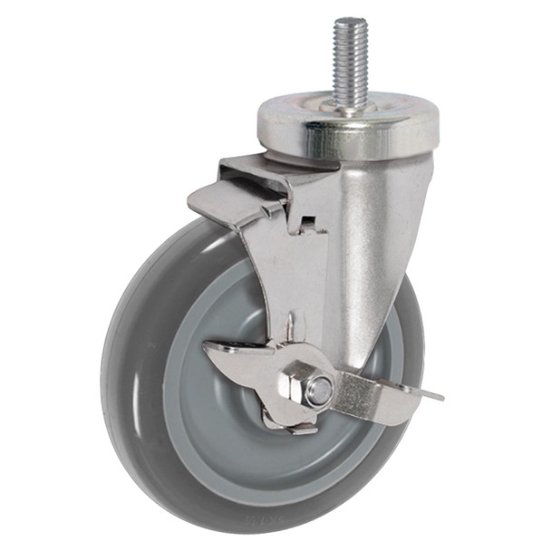 AL-64470TLBT | 4" SWIVEL CASTER WITH BRAKE POLYURETHANE, THREADED STEM