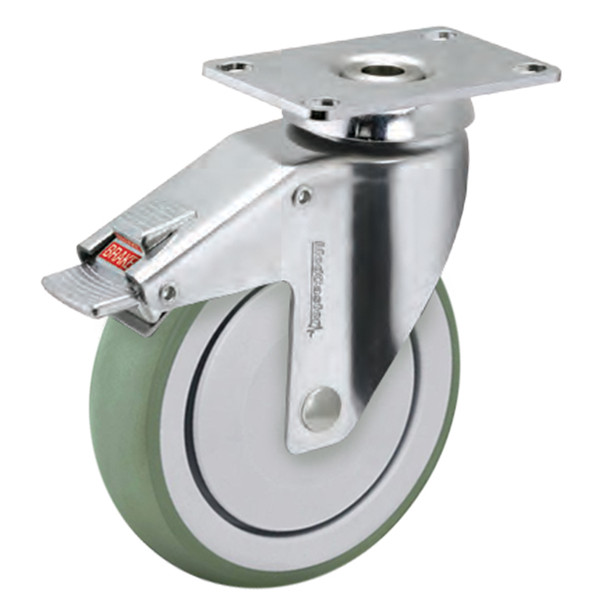 AL-86838 | 6'' CHROME TOTAL LOCK CASTER ANTIMICROBIAL, TOP PLATE