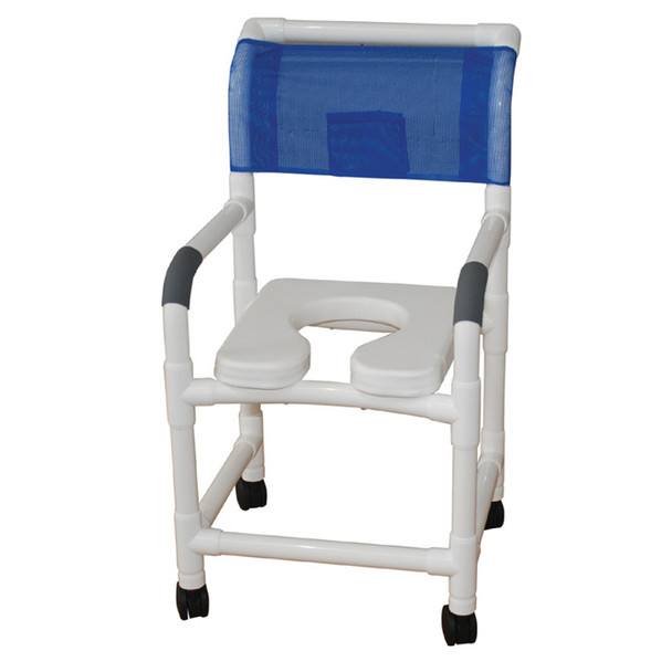 AL-68227 | 18" SHOWER CHAIR W/ OPEN FRONT SOFT SEAT - SPECIFY MESH/VINYL