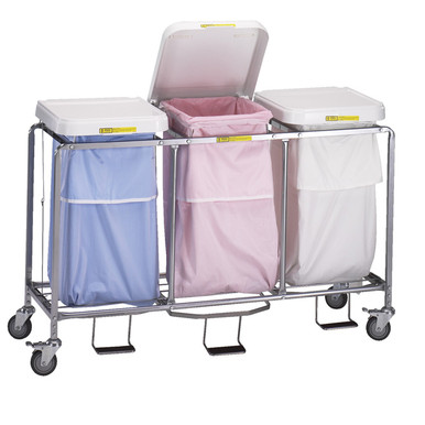 AL-51344 | TRIPLE STEEL TUBULAR HAMPER W/ FOOT PEDAL -SPEC BAG