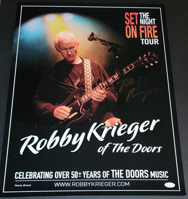 Robby Krieger The Doors Signed 18x24 Poster Set The Night On Fire JSA AQ33209