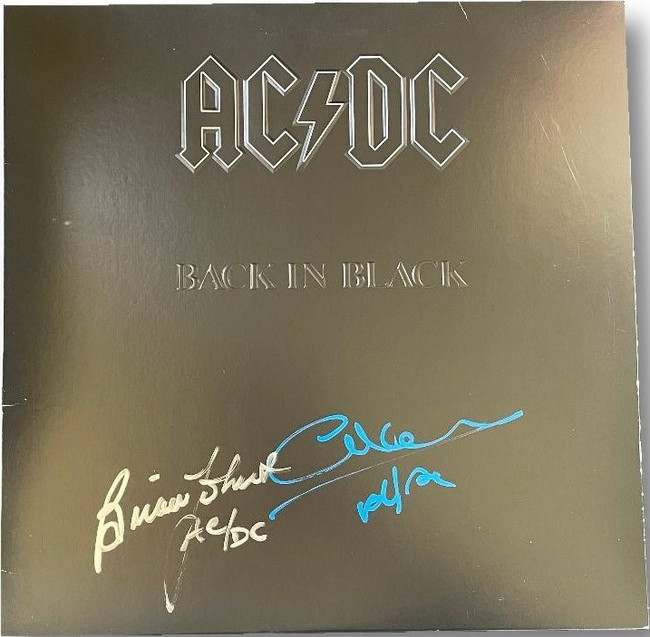 Brian Johnson Cliff Williams Signed Record Album Sleeve AC/DC Back In Black JSA
