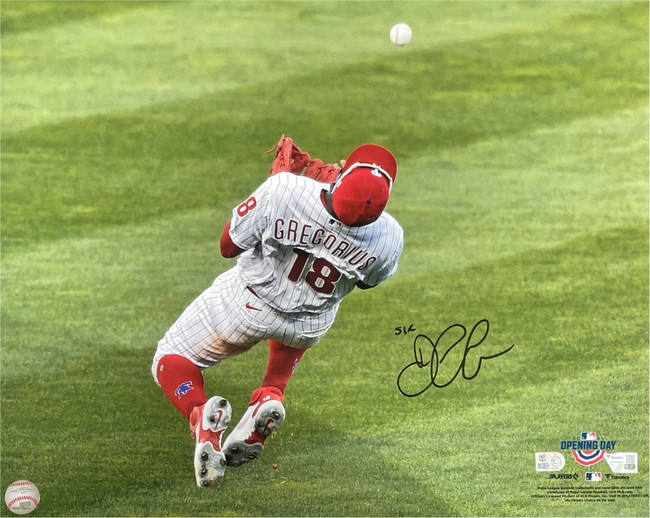 Didi Gregorius Autographed 16x20 Photo Phillies Over The Shoulder Catch Fanatics