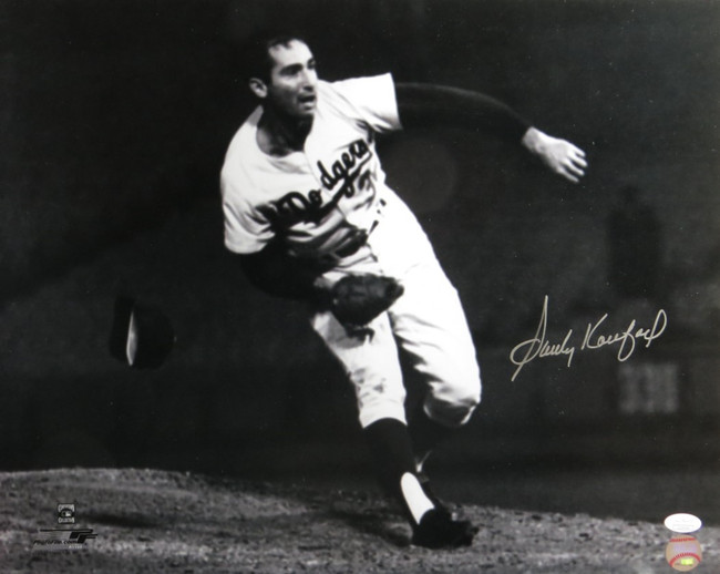 Sandy Koufax Signed Autographed 16X20 Photo Last Out Pitching Perfect Game JSA