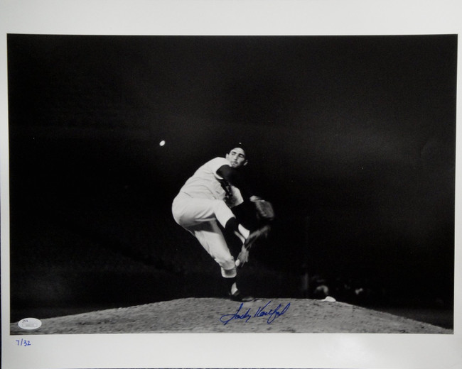 Sandy Koufax Hand Signed Autographed 16X20 Photo Dodgers Pitching Blue JSA /32