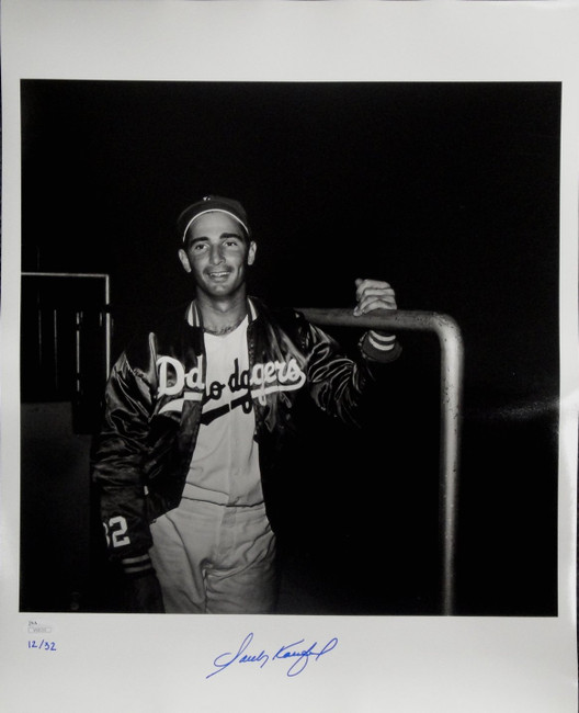 Sandy Koufax Hand Signed Autographed 16X20 Photo Dodgers Holding Poll JSA /32