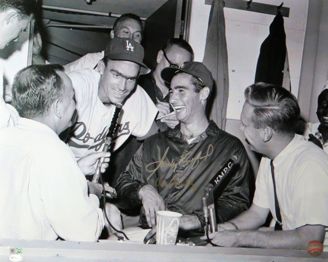 Sandy Koufax Vin Scully Dual Autographed 16X20 Photo Dodgers Legends OA 8417678