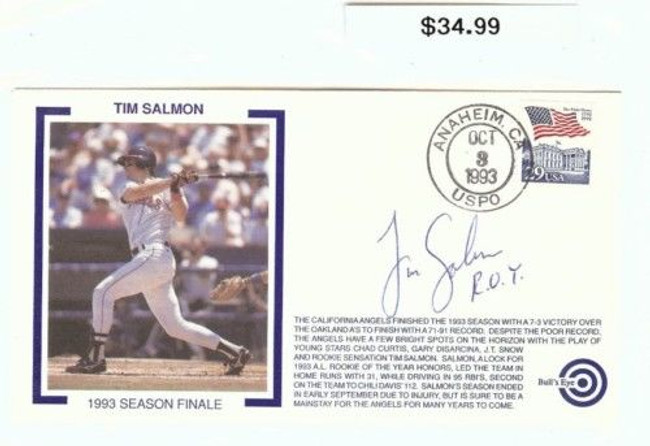 Tim Salmon First Day Cover Cachet Auto Autograph