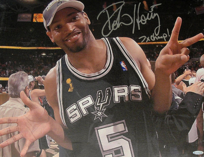 Robert Horry Signed Autographed 15x20 Stretched Canvas San Antonio 7x Champ UDA