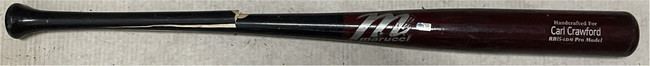 Carl Crawford Game Used Marucci Baseball Bat Handcrafted Pro Model CRACKED MLB