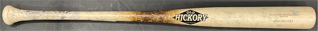 Ben Deluzio Game Used Wooden Baseball Bat Cubs Pro Maple BD14 CRACKED