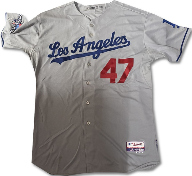 Ricky Nolasco Team Issued Away Grey Majestic Jersey Dodgers 2XL / 2XLarge MLB