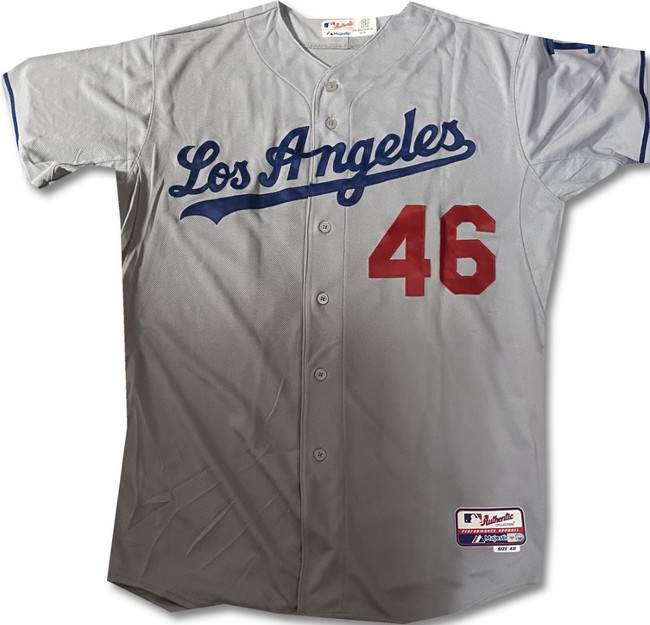Paul Maholm #46 Team Issued Away Grey Majestic Jersey Dodgers XL / Xlarge MLB
