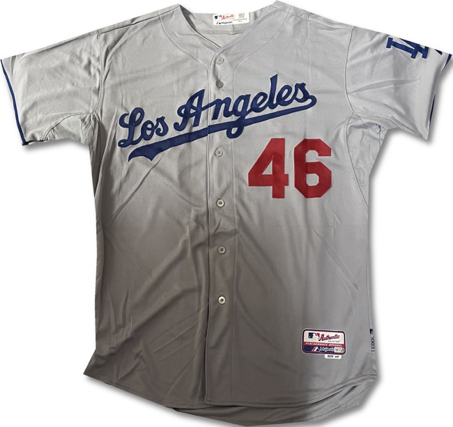Paul Maholm Team Issued Away Grey Majestic Jersey Dodgers XL / Xlarge MLB
