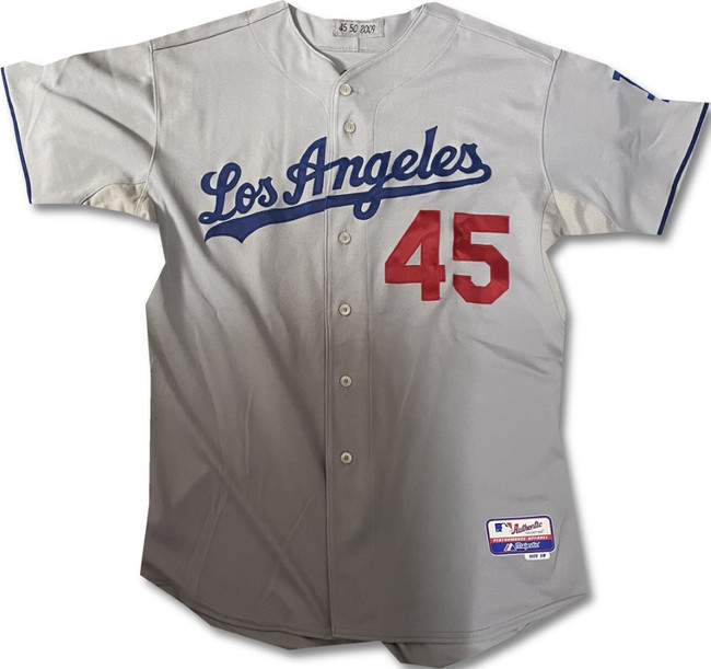 Brent Leach Team Issued Away Grey Majestic Jersey Dodgers 2XL / 2XLarge MLB