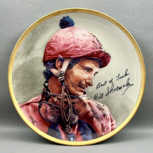 Willie Shoemaker Signed Autograph Collector's Plate Fred Stone 1987 BAS BH27932